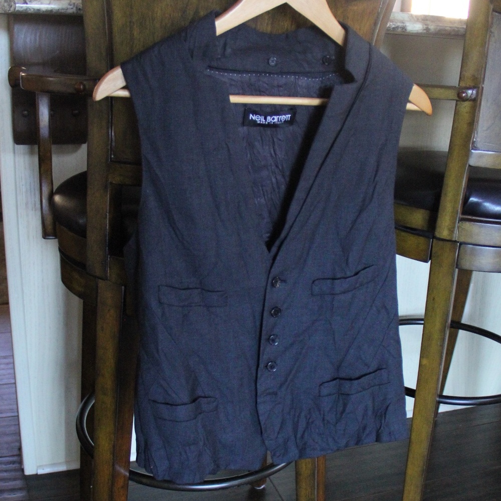 Neil Barrett Charcoal Vest Waistcoat 38 / Medium w/ tags